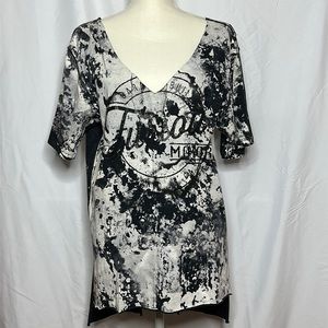 Navy & White Raw Hem T-Shirt